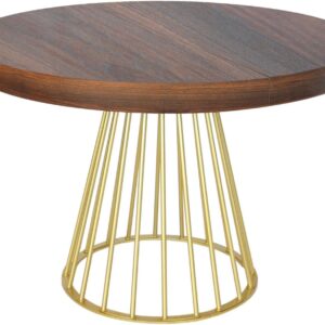 Table ronde Menzzo SOARE extensible 120 cm – Bois & pieds dorés