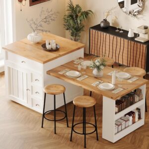 Îlot central cuisine extensible Yihomfy 122-184 cm, 4 tiroirs