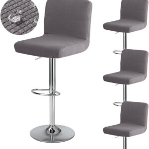 Housses tabouret bar dossier imperméables 4 pièces gris foncé