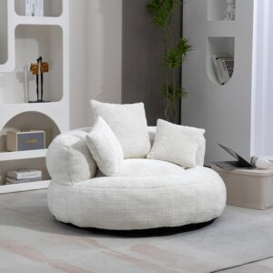 Pouf salon en velours cotelé beige - Confort & Style