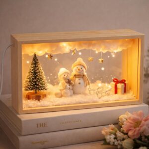Cadre photo 3D lumineux VOSSOT 26x6 cm, bois & LED