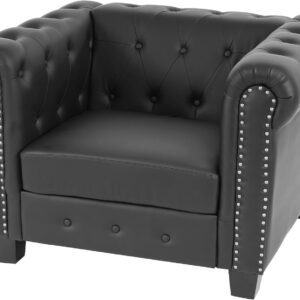 Fauteuil Chesterfield Luxe Noir Similicuir Mendler