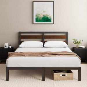 Zinus Kai Lit 140x190 cm Noir & Marron - Bambou & Acier