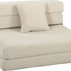 Canapé-Lit Pliant 2 en 1 HOMCOM Velours Crème