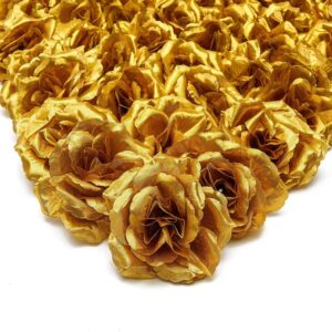 Roses artificielles dorées en soie - Pack 50 unités