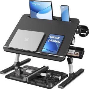 SONGMICS Bureau Pliable Lit – Plateau 56x40 cm Noir