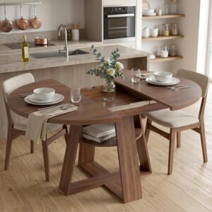 Table extensible ovale noyer 100-140 cm - HIYYIH