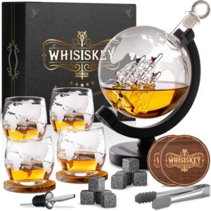 Carafe whisky globe 900ml + 4 verres - Coffret cadeau homme
