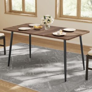 VASAGLE Table à manger ferme moderne 140 cm noyer/noir