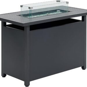 Table foyer jardin gaz acier/aluminium avec pierres lave