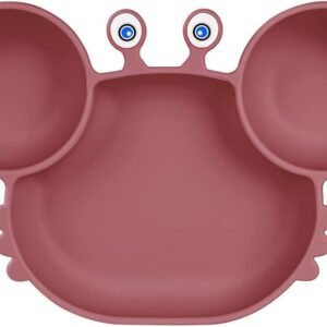Assiette ventouse bébé silic. 3 compart. rose - Vicloon