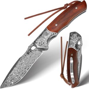 Couteau pliant Damas SPITZKANTE - Liner Lock & Manche Bois