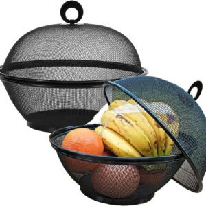 Corbeille à fruits + couvercle noir - 2 sets - QWXOSR