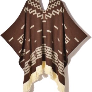 Poncho en laine d'alpaga style cowboy - Burgundy